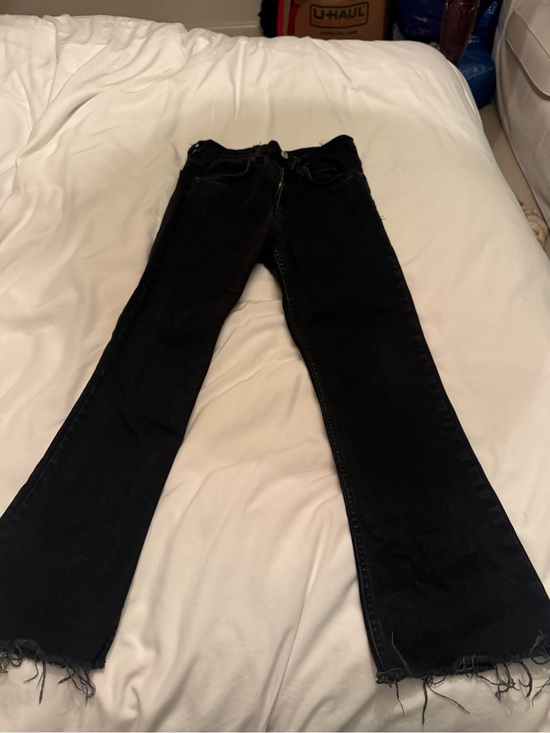 Zara Denim - ZARA Black High-Rise Flared Jeans with Raw Hem